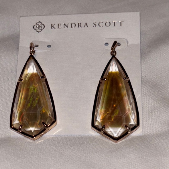 New! Kendra Scott Caroline Iridescent Gold Drop Earrings